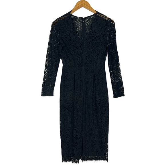NWT ASOS Long Sleeve Lace Midi Dress in Black with V-Neckline US Size 4 - Picture 8 of 10